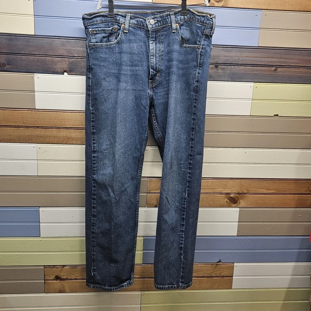 Levis 505 Jeans Mens 38x30 Straight Leg Denim Cotton Dark‎ Wash American